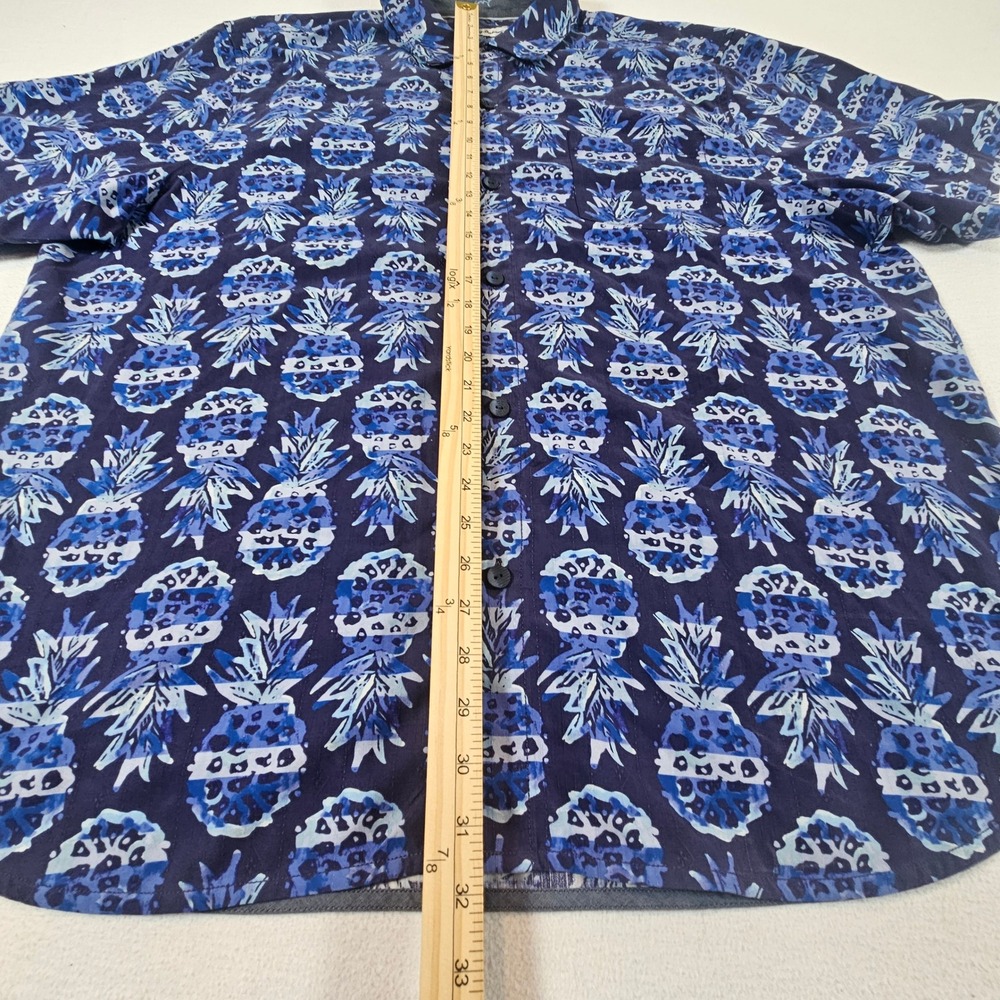 Tommy Bahama Button Down Shirt Mens XXL Blue Pineapple‎ Silk Short Sleeve - Picture 9 of 11
